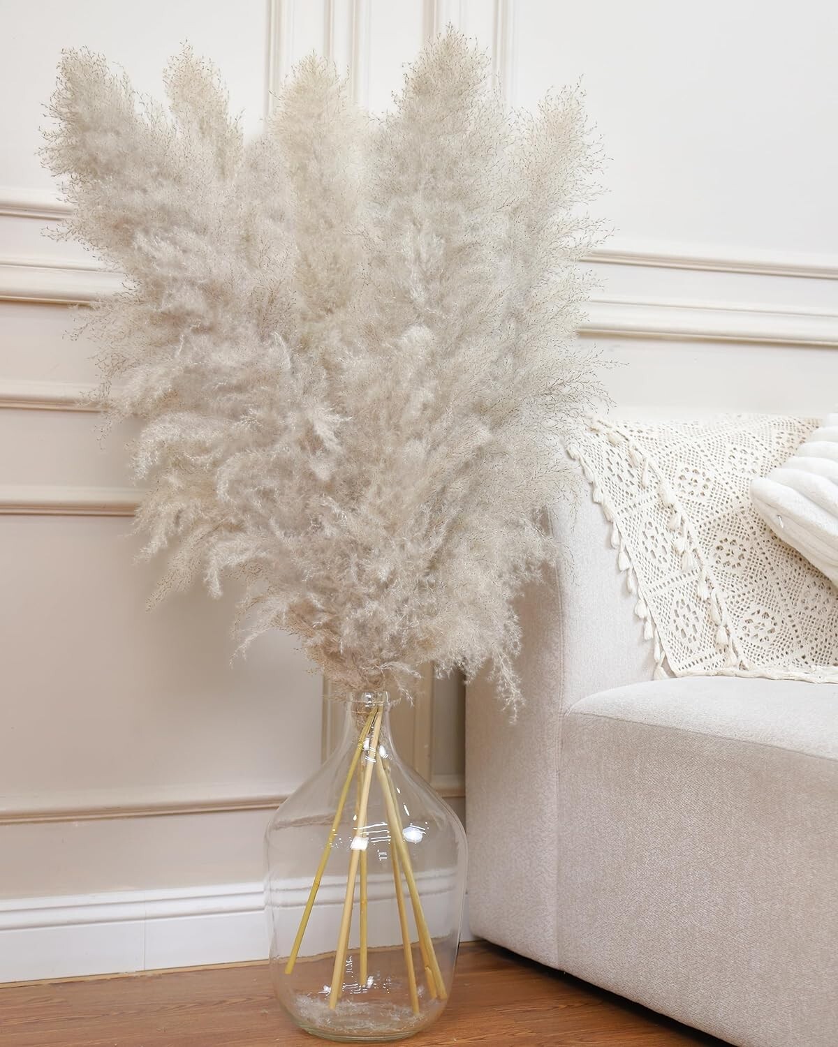 15 Stems 43” inch Pamwee Natural Dried Pampas Grass Decor Tall, Large and Fluffy