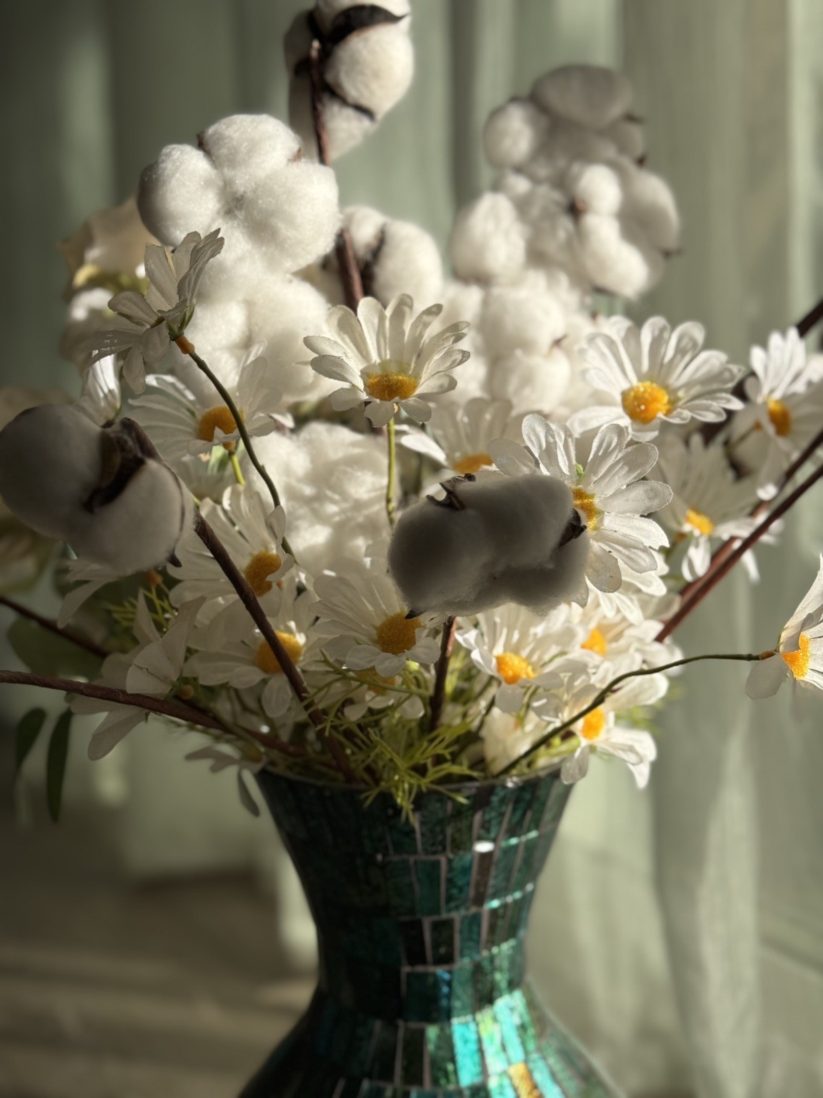20Pcs Cotton Stems,Fake Cotton Flowers, Artificial Cotton Floral Stems