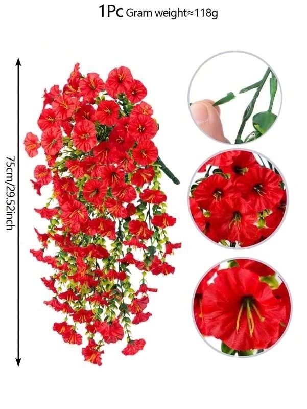 UV Resistant Faux Silk Morning Glory Hanging Flowers for Outdoor Decor