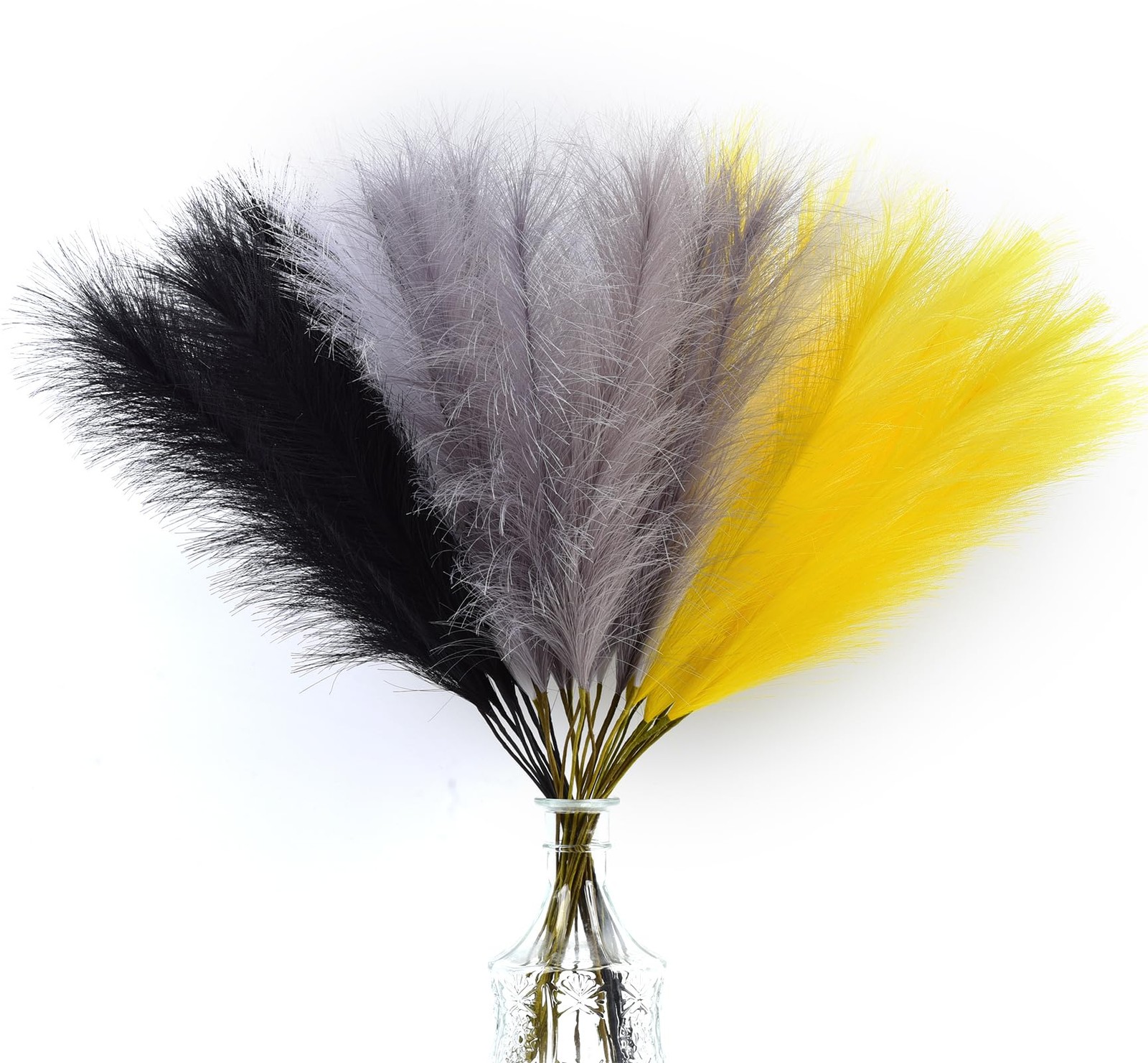 Yellow Pampas Grass Decor,23Inch 16pcs Faux Pampas Grass Bouquets Artificial …