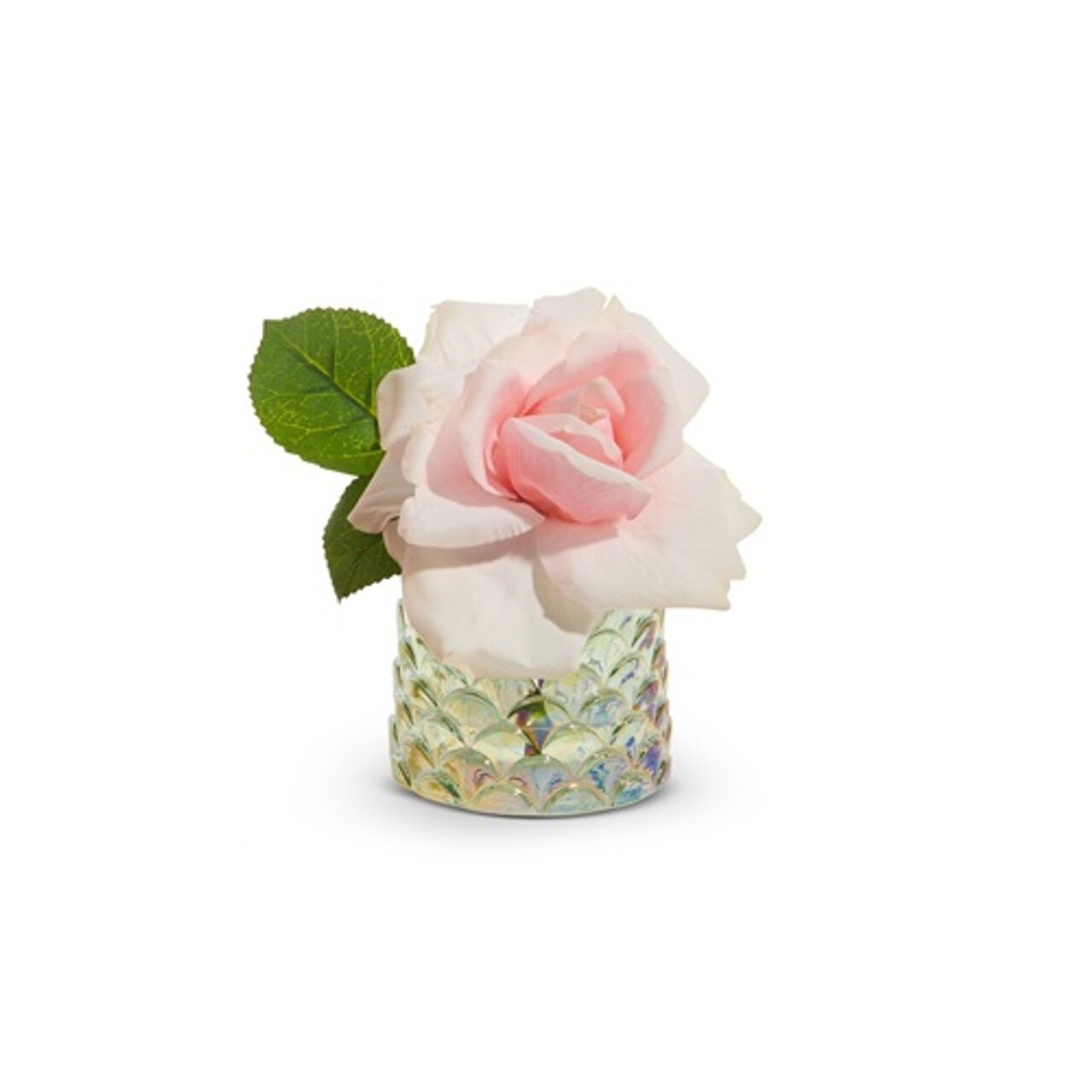 Raz Imports Rose In Glass Vase, Light Pink – 5.5″ (4509823A)
