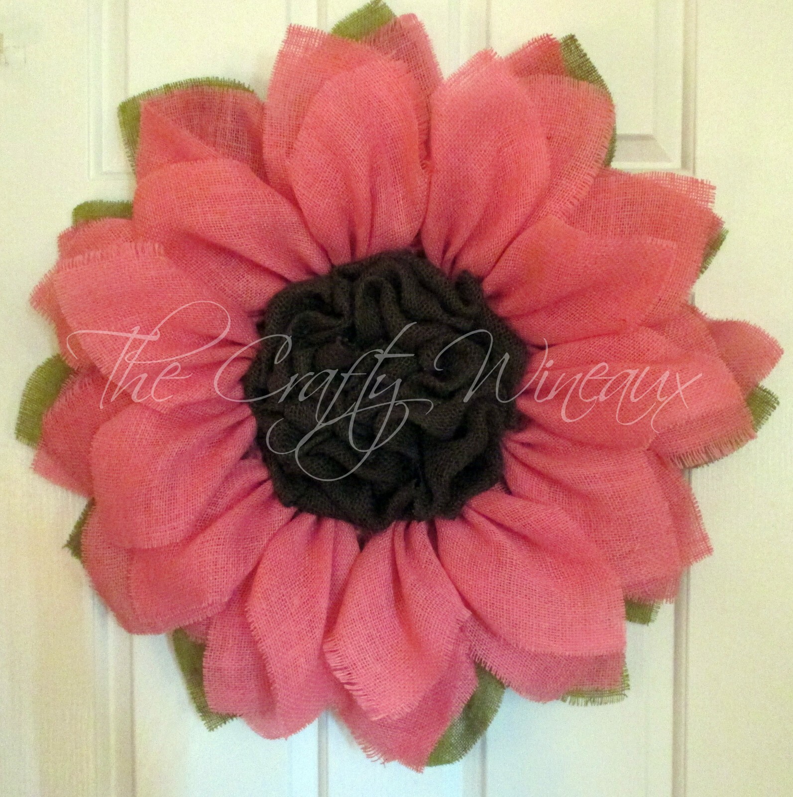 The Crafty Wineaux – Large 25″ Light Pink Burlap Sunflower Wreath