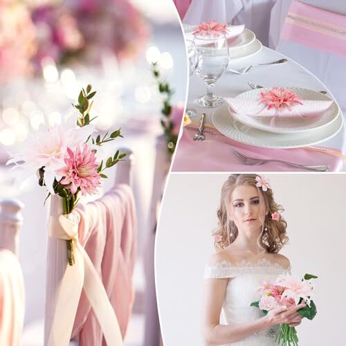 48 PCS Fake Flowers Heads – Artificial Flower Heads Bulk Silk Faux Flower Pink
