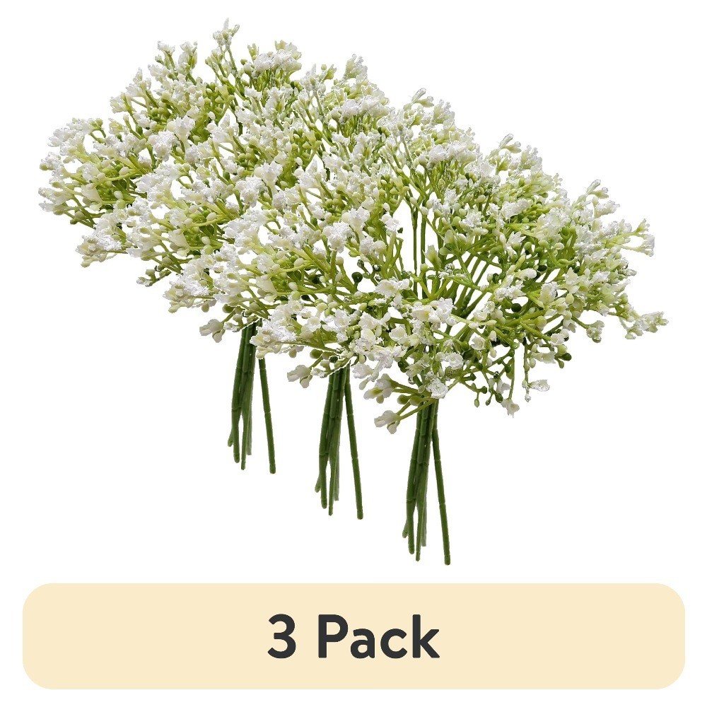 Artificial Baby’s Breath Flower Picks White 12 Inch for Indoor Decor Set of 3