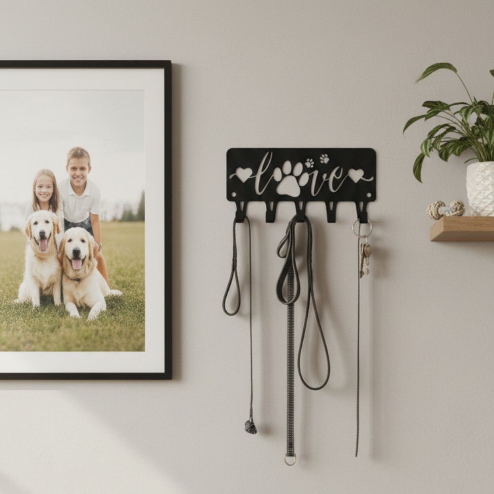 Adorable Dog Metal Key Holder Rack – Entryway Kitchen Coat Towel Organizer Gift