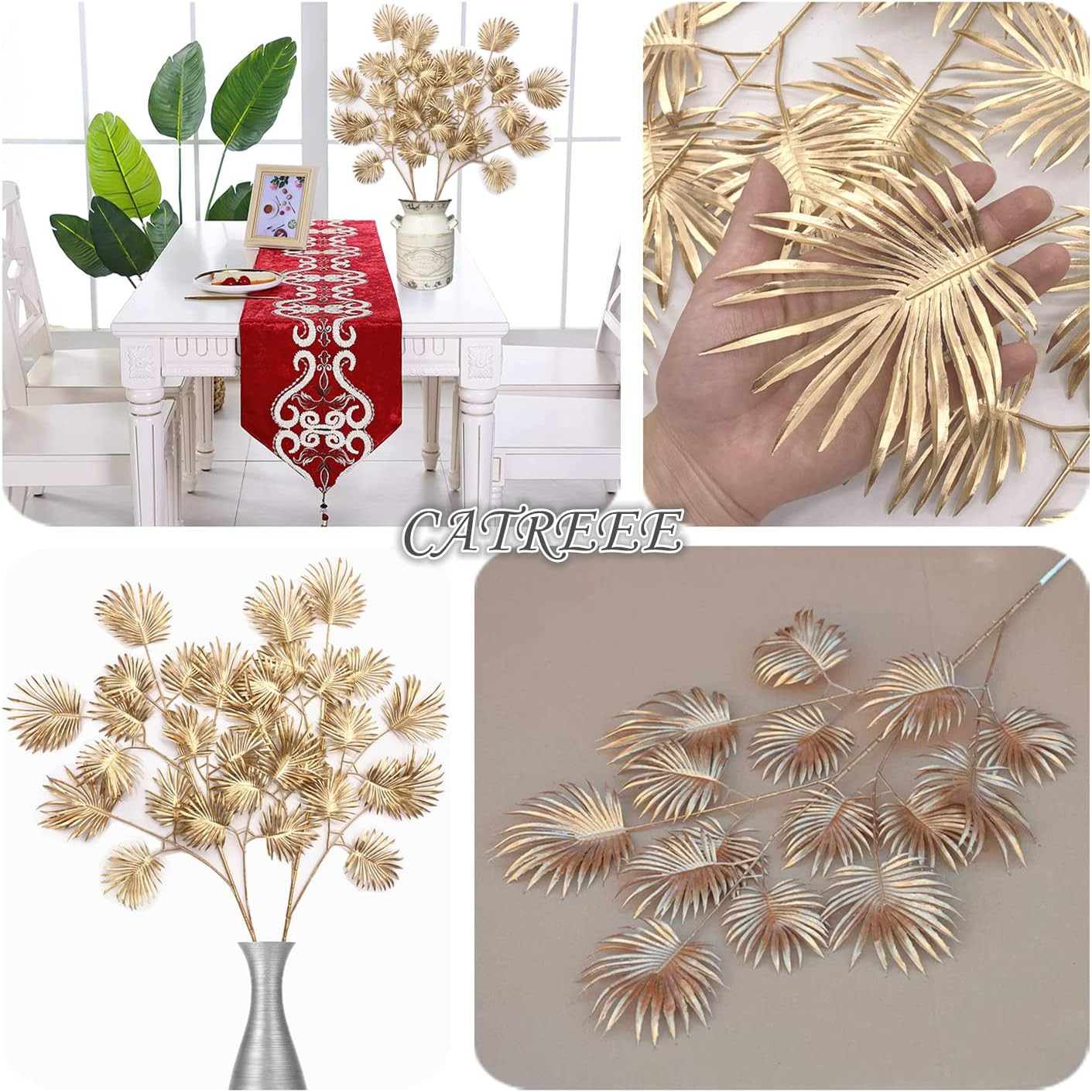 30″ Faux Golden Palm Leaves for Stunning Decor