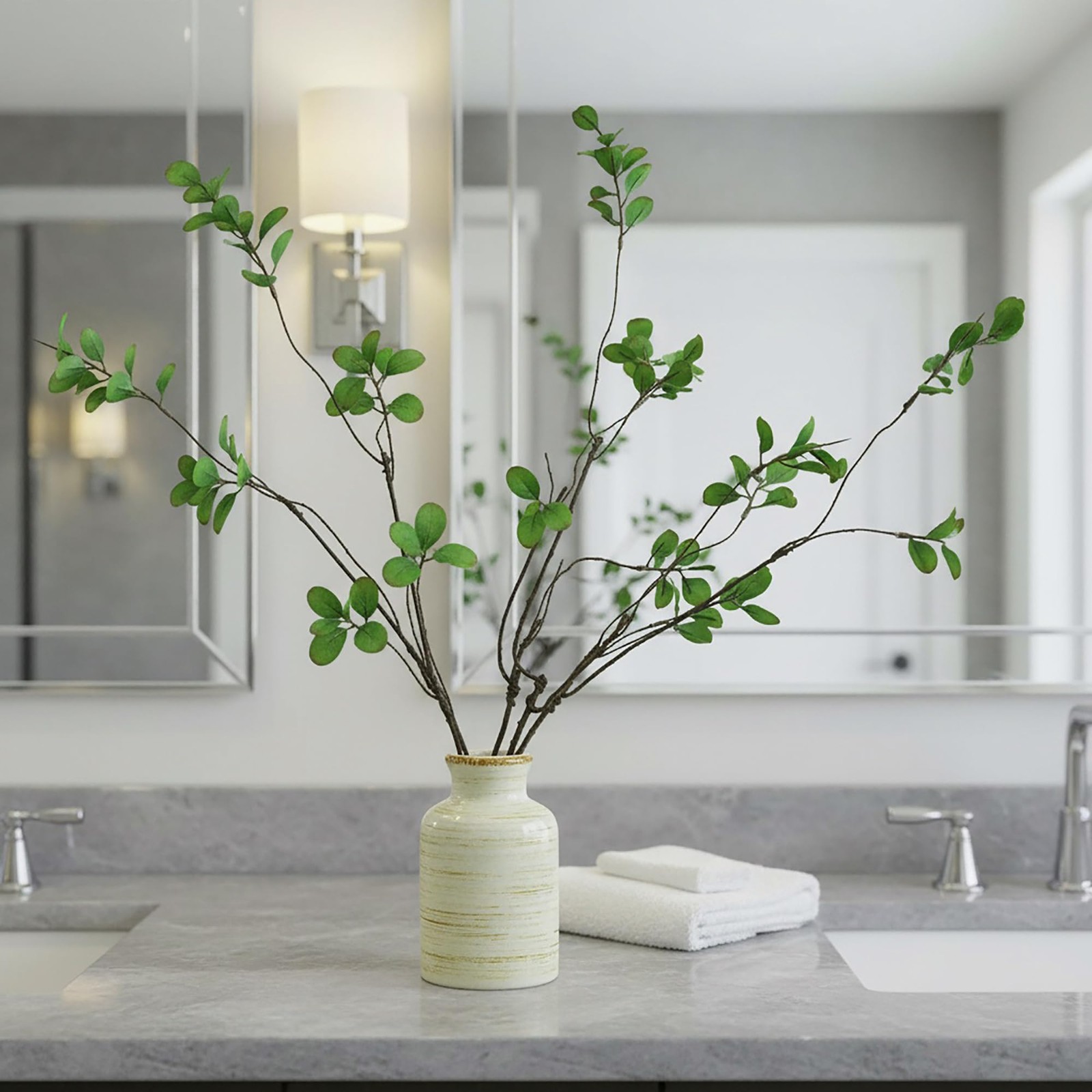 5Pcs Artificial Ficus Branches Fake Plants, 20.8 Inches Artificial Greenery S…