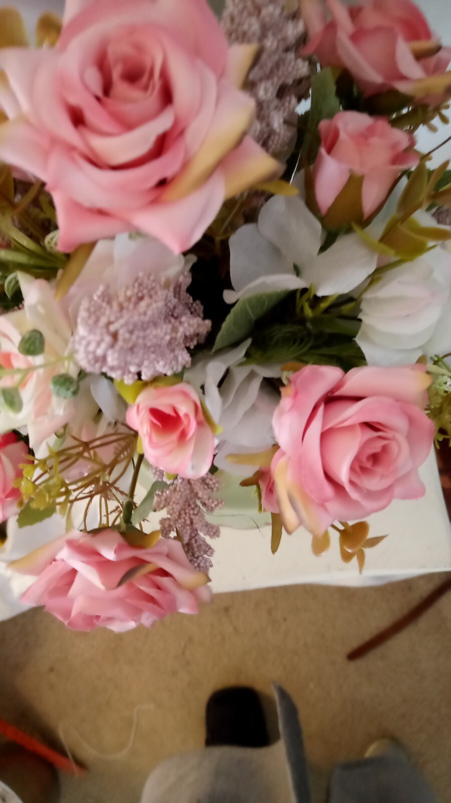 Vintage Lefton Bowl And Pitcher Filled With Beautiful Silk Flower Arrangement