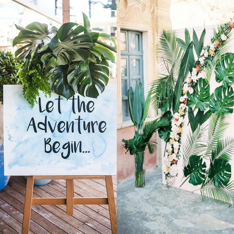 Artificial Tropical Palm Leaves Fake Silk Plant Jungle Safari Party Summer Beach