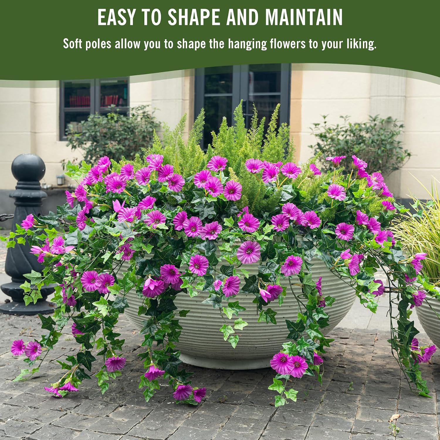 UV Resistant Faux Petunias – 2 Pcs Purple Outdoor Hanging Plants Decor