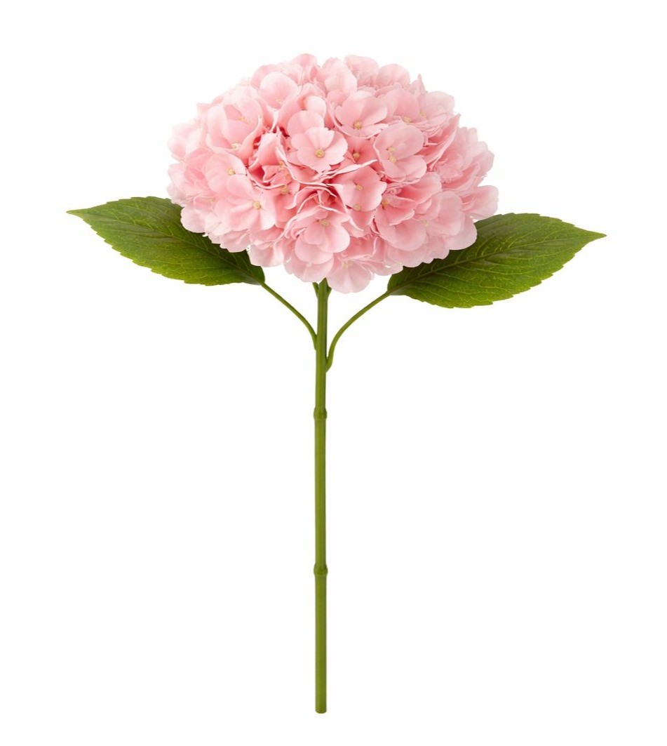 Blush Pink Hydrangea Stem Faux Flower 16 Inch Artificial Hydrangea Bloom 6 Inch