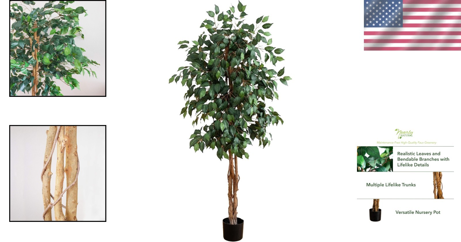 Realistic 5ft Indoor Ficus Tree with Bendable Branches – Perfect for Any Room*