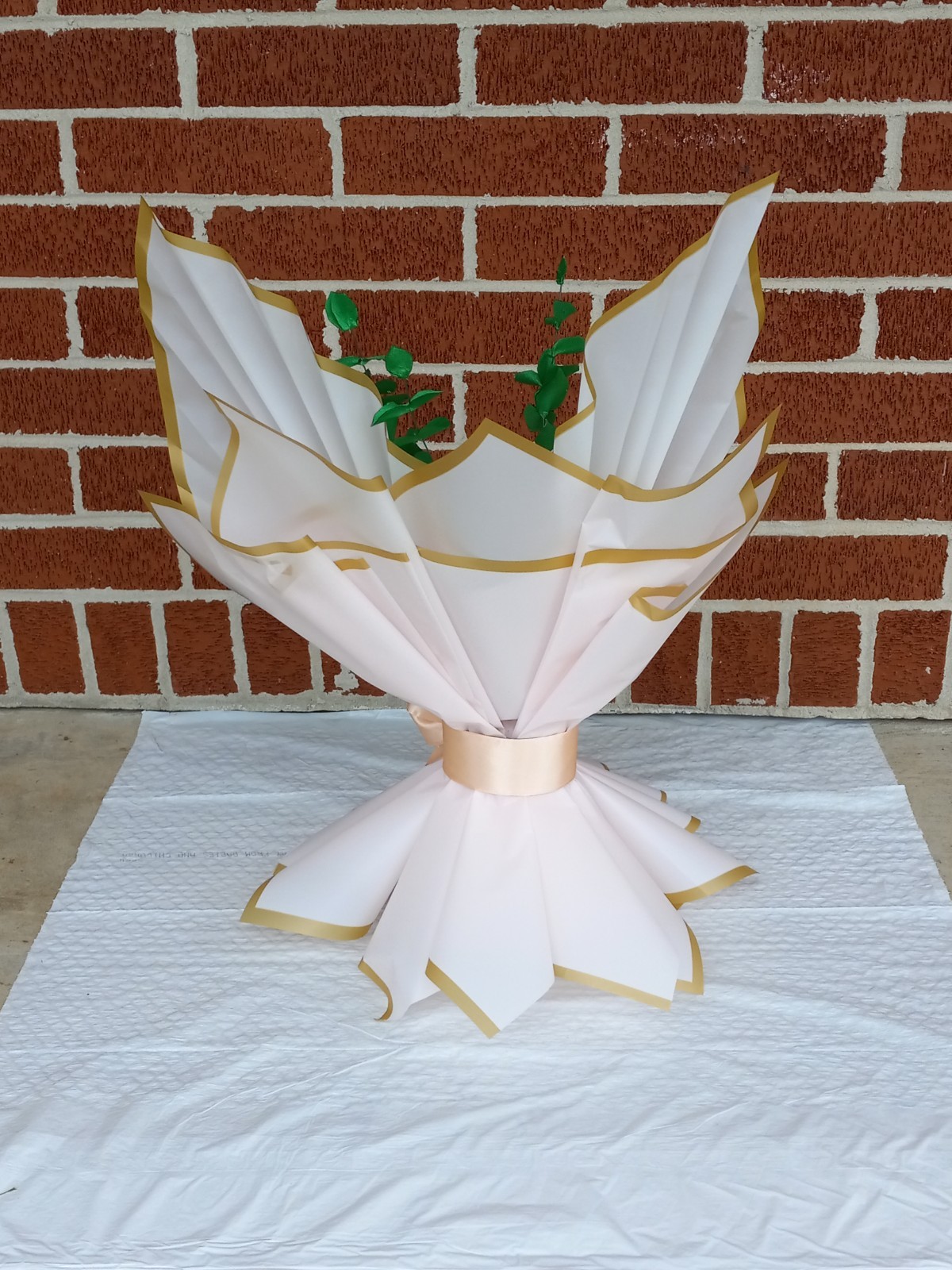Eternal Roses, Flower made by hand, color peachish, with green stem and leaves
