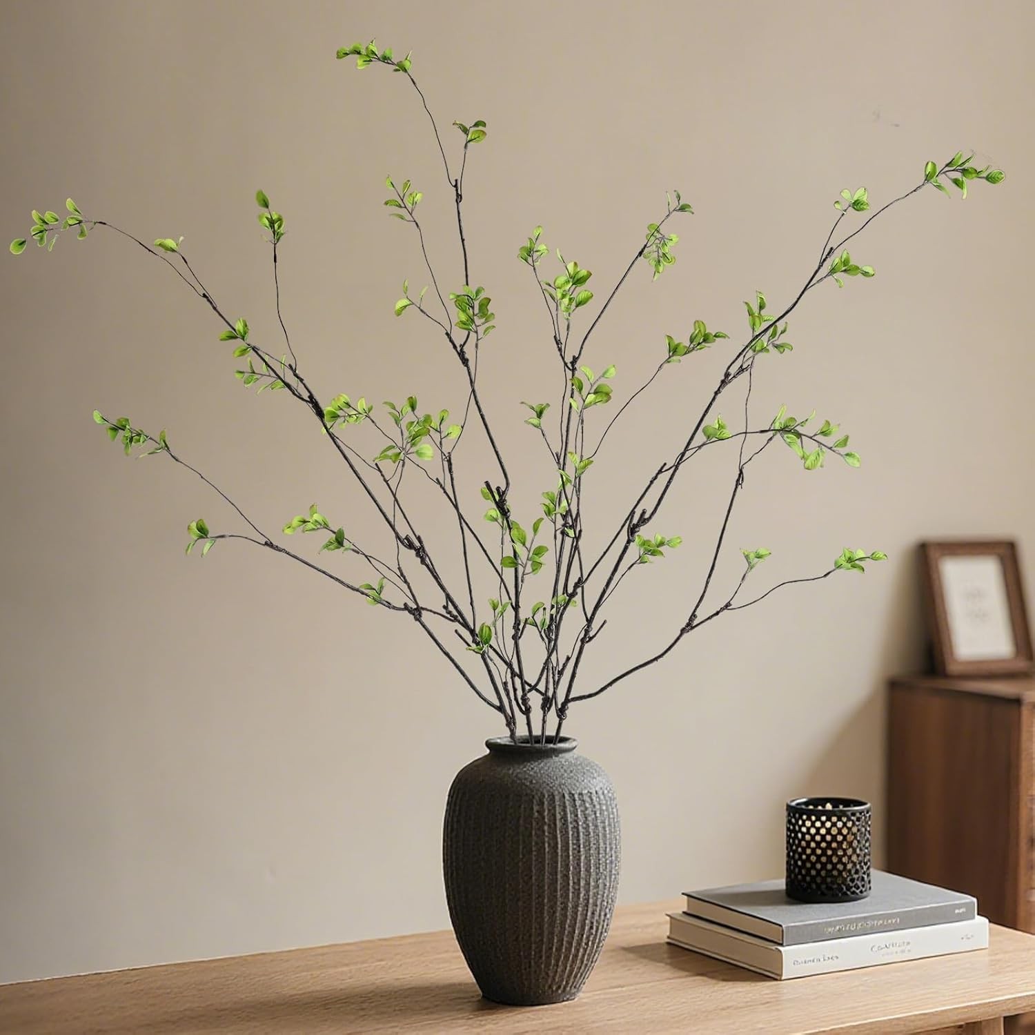 Artificial Ficus Branches 4Pcs 47.2″ Long Faux Greenery Stems for Vase