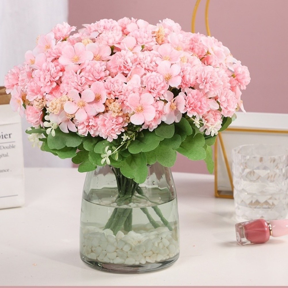 Round Silk Chrysanthemum Artificial Flower Bouquet for Wedding Home Decoration
