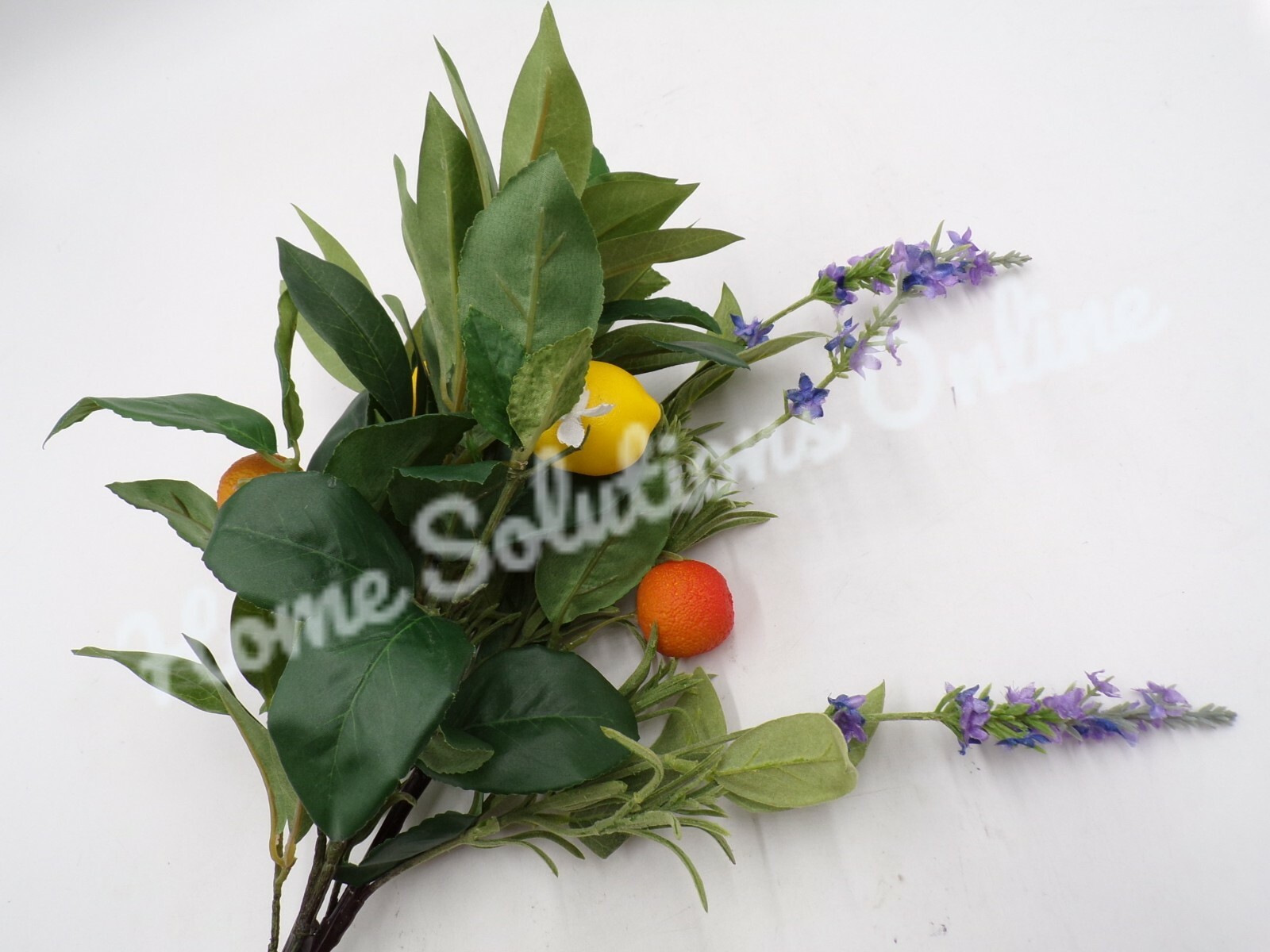 Pottery Barn Faux Citrus Lemon and Lavender Plant Stem Bunch Bouquet S/2 #5024B