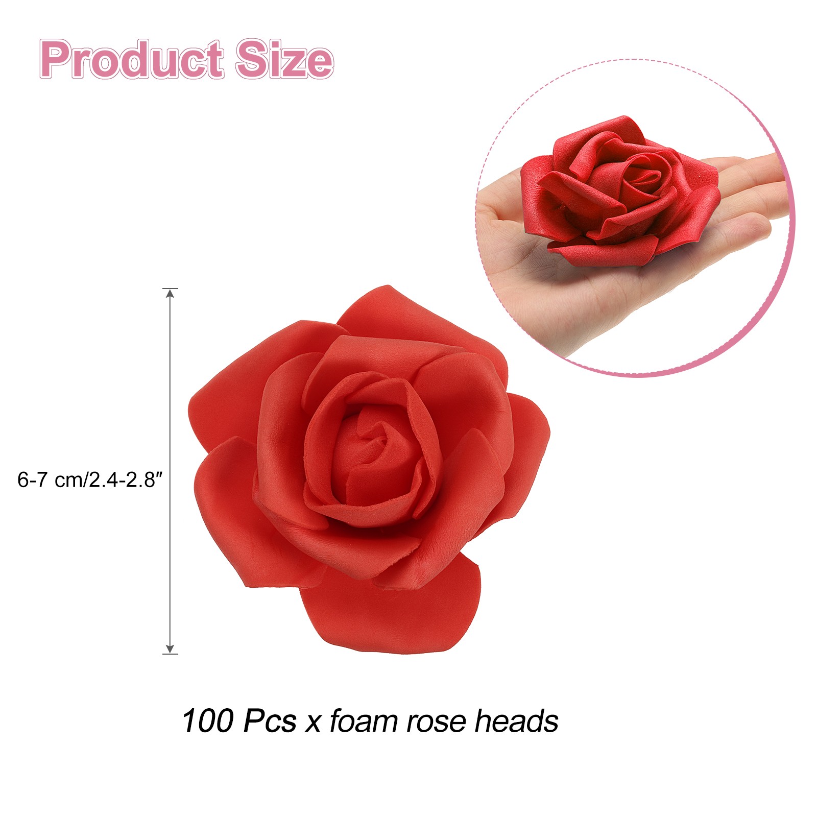 100pcs Foam Rose Heads 67 Cm for DIY Crafts Accessories Red