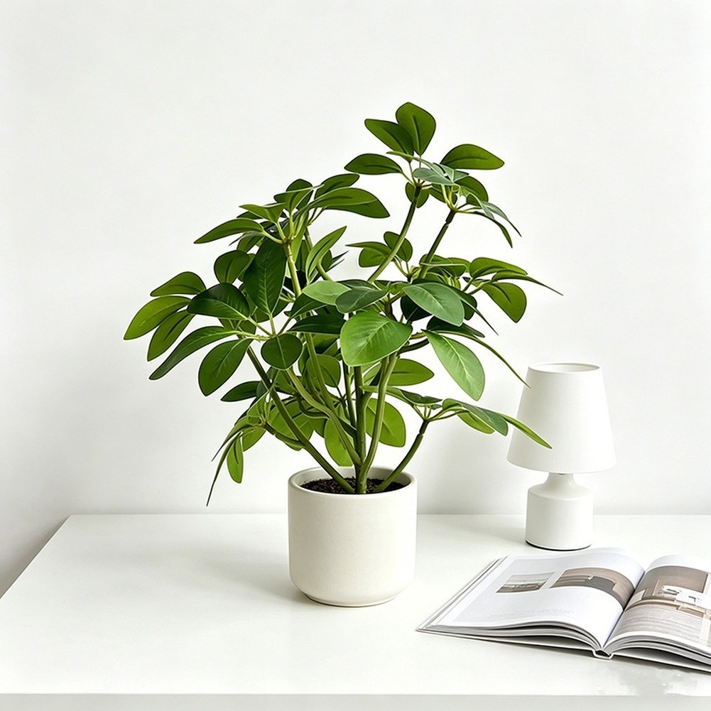 Green Artificial Seven Point Leaf Stem for Photography and Interior Decor