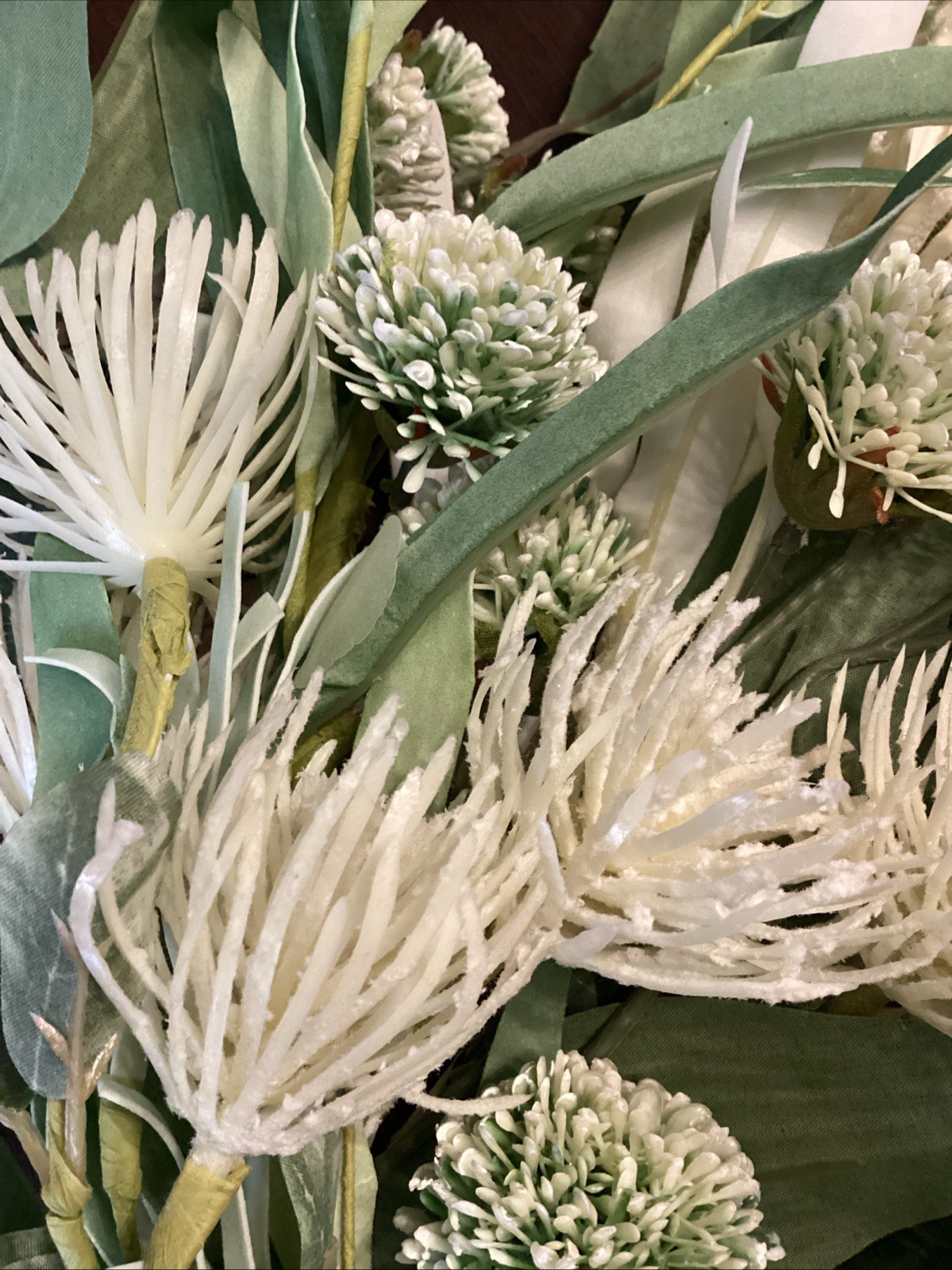 Faux Flowers. Assorted Cream And White Floral Stems, Greenery,