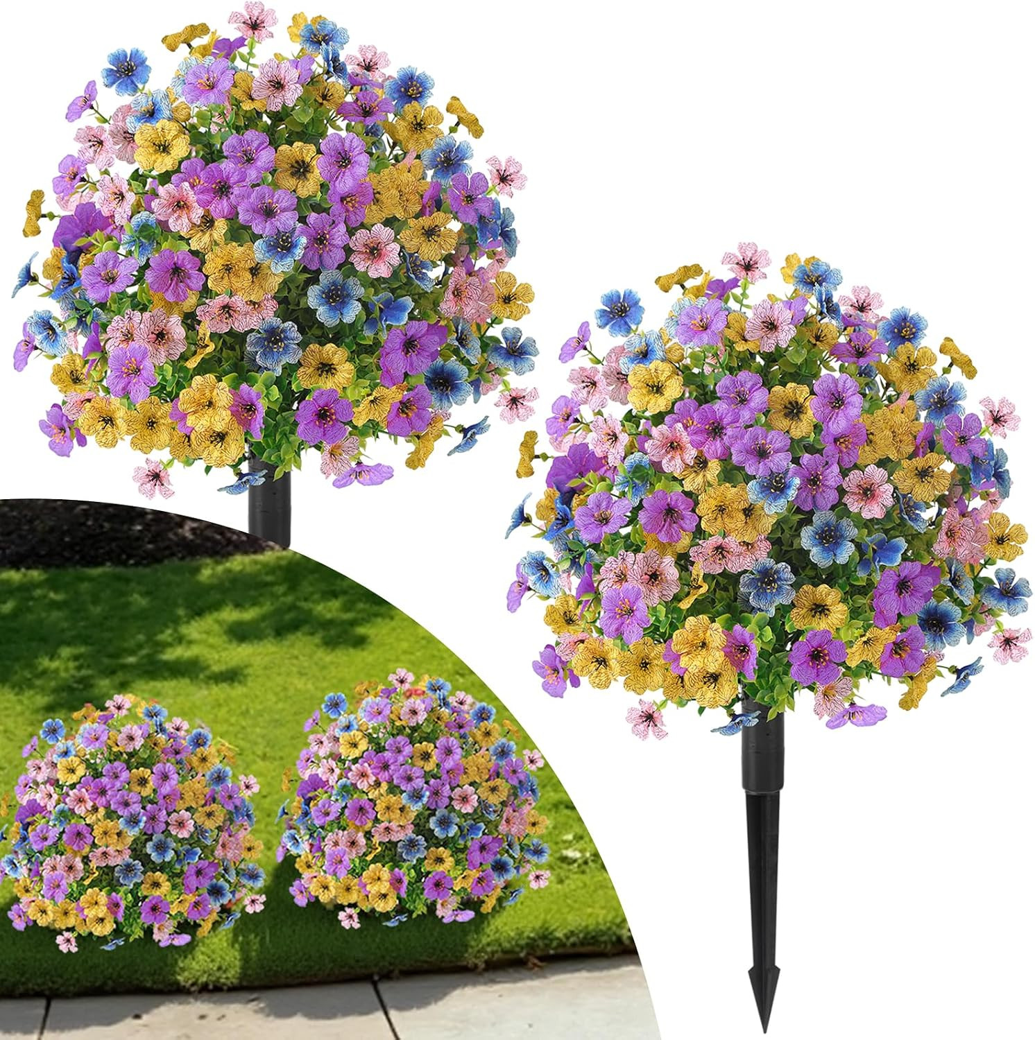 2Pcs 20″ Artificial Topiary Ball Flowers for Outdoors, Spring