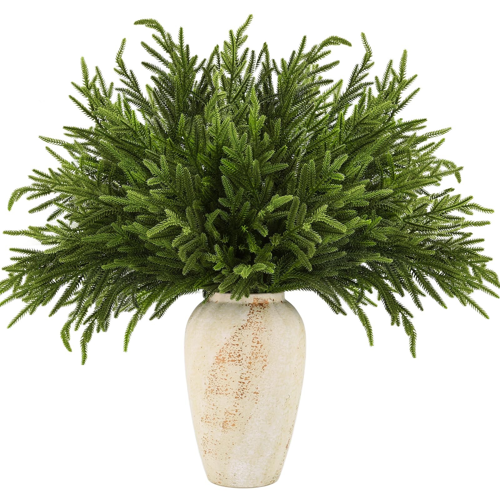 12Pcs Norfolk Pine Stems, 30″ Artificial Christmas Pine Branches Faux Gradien…