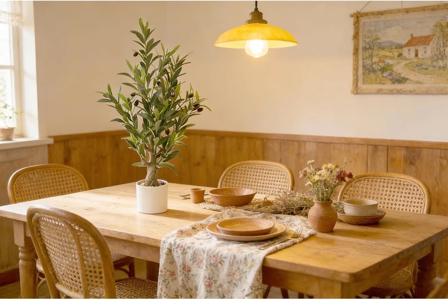Fake Olive Tree with Pot Indoor, 30″ Artificial Olive Tree Stems Potted Green…