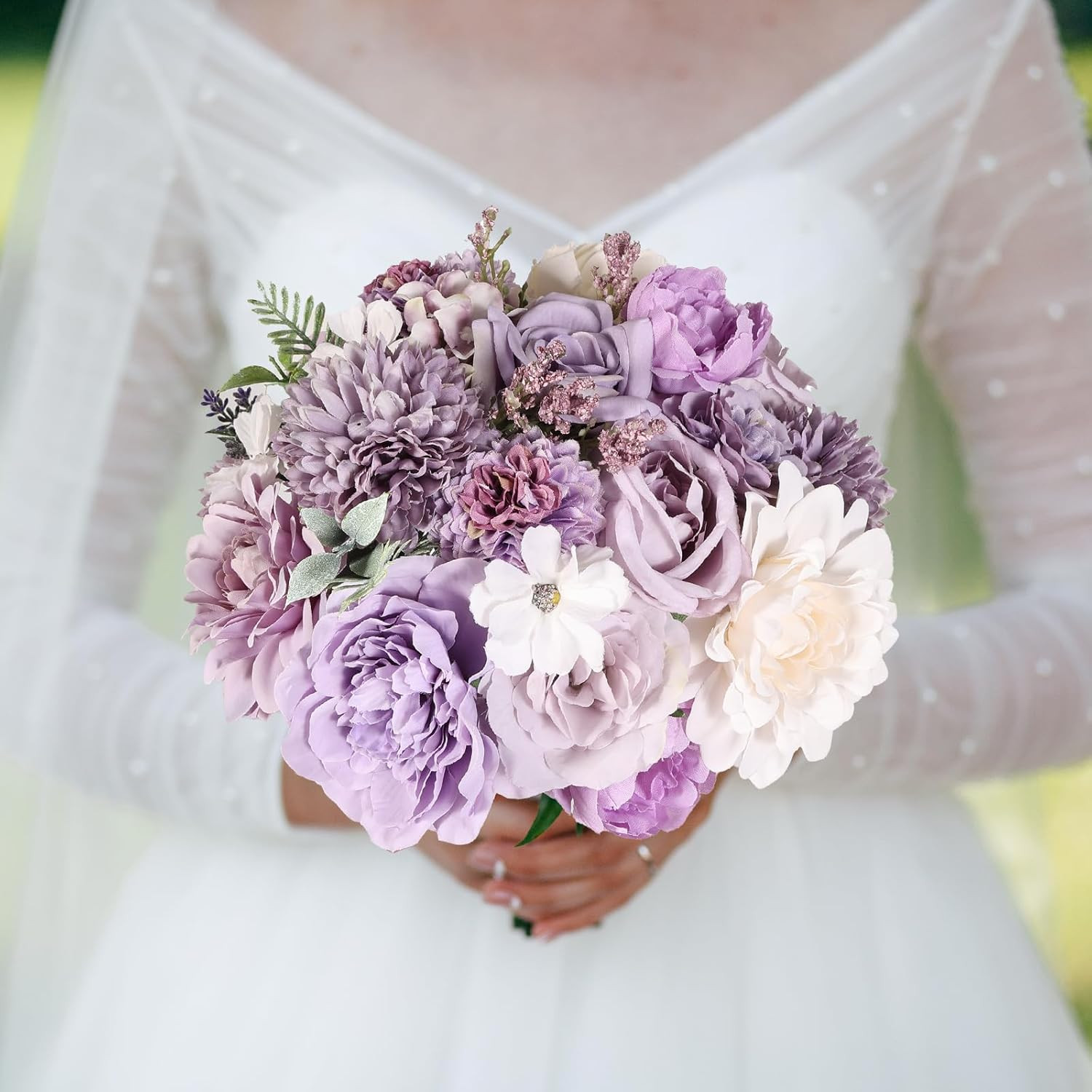 Artificial Flowers Combo Purple Rose Hydrangea Fake Vintage