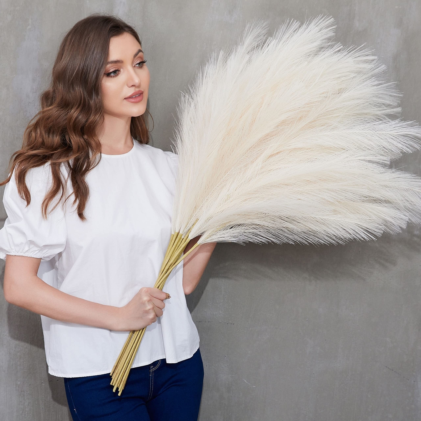 Qubitful Faux Pampas Grass, 9 PCS 37”/3.1FT Tall Fluffy Fake Pompas Floral, …