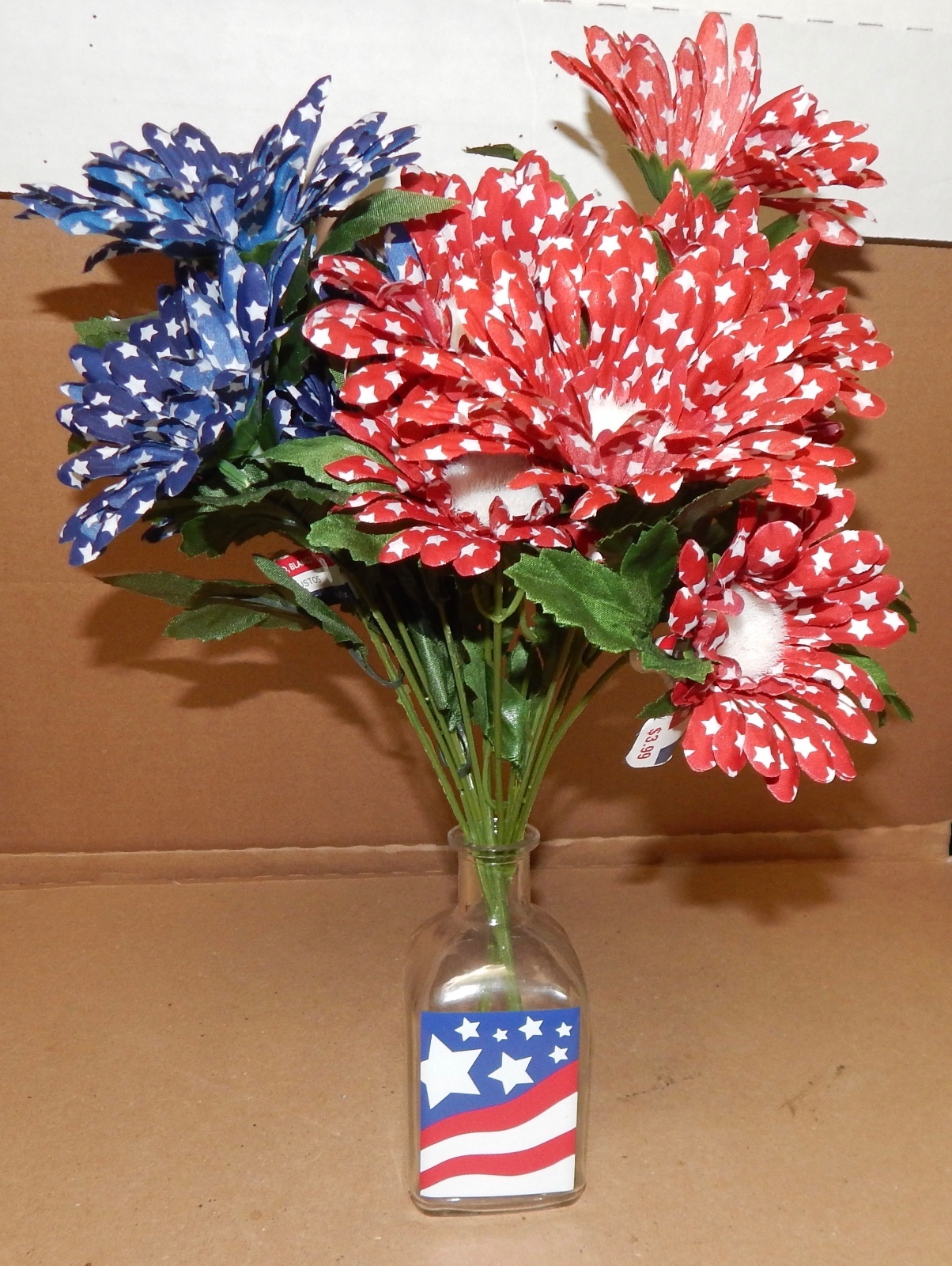 Ashland Summer Heritage USA Flowers 14″ Tall & Vase 5″ x 2″ American Decor 132A