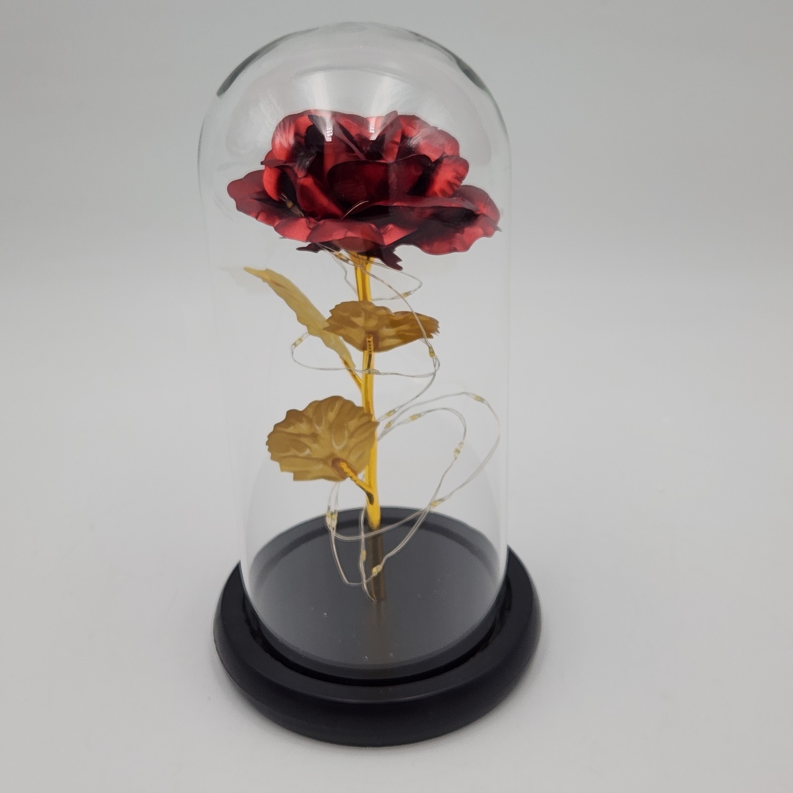 Rose In Glass Dome LED Night Light Flower Anniversaries Holidays