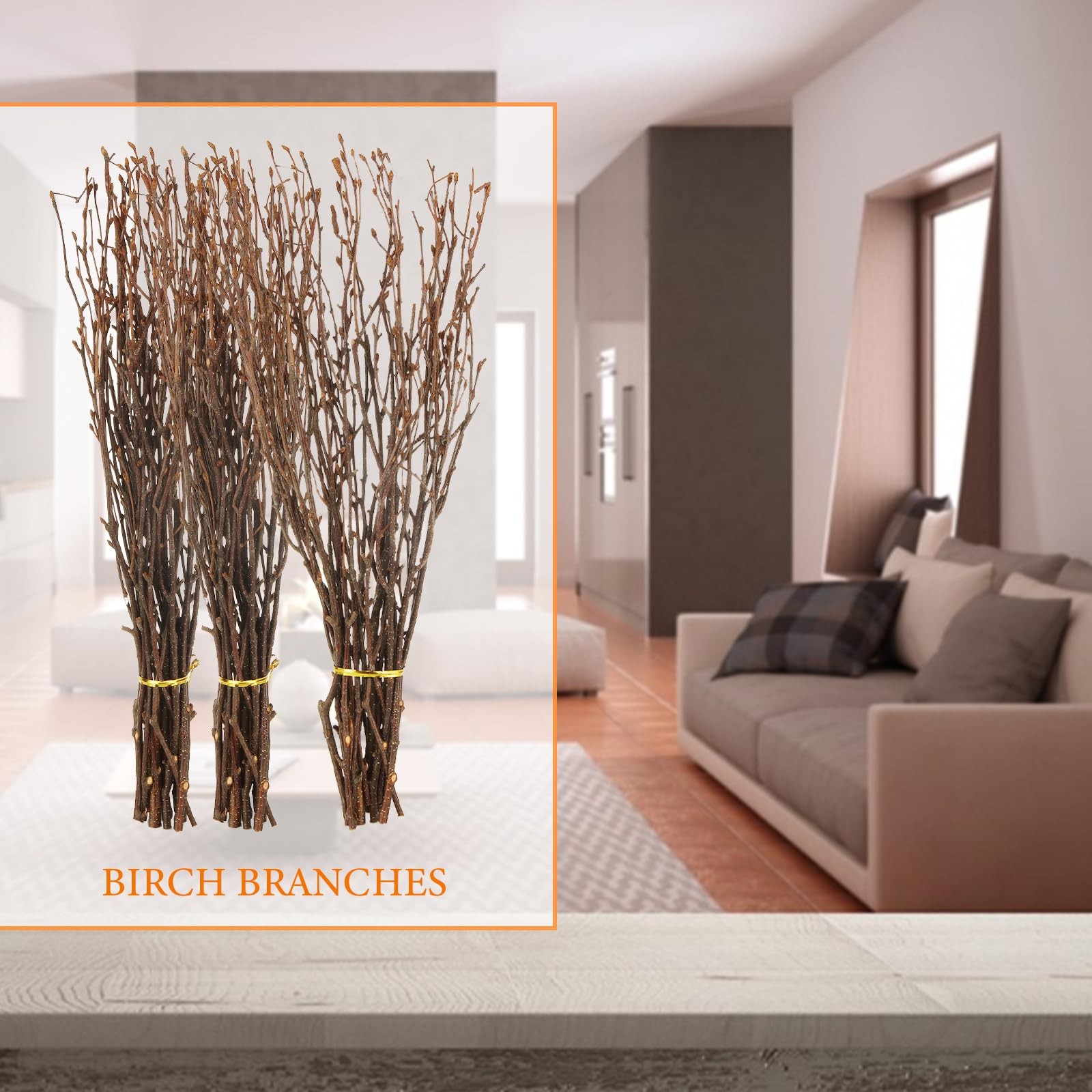 120 PCS Birch Twigs 17 Inch Natural Dried Branches For Vase DIY Craft