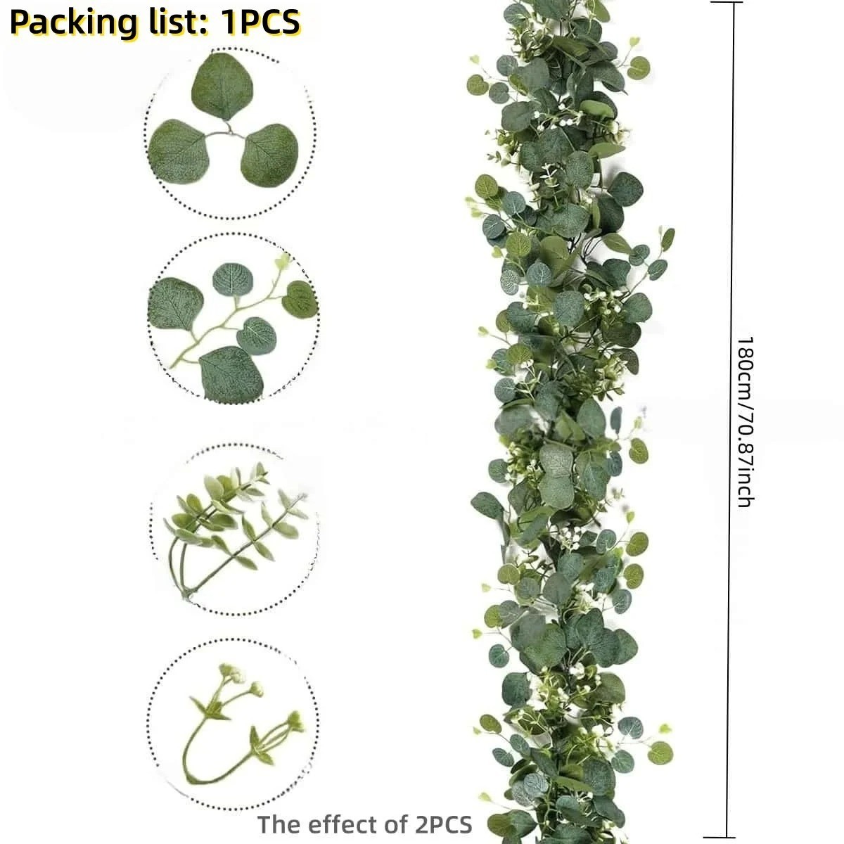 180cm Artificial Eucalyptus Ivy Garland Money Tree Vine Green Home Decor