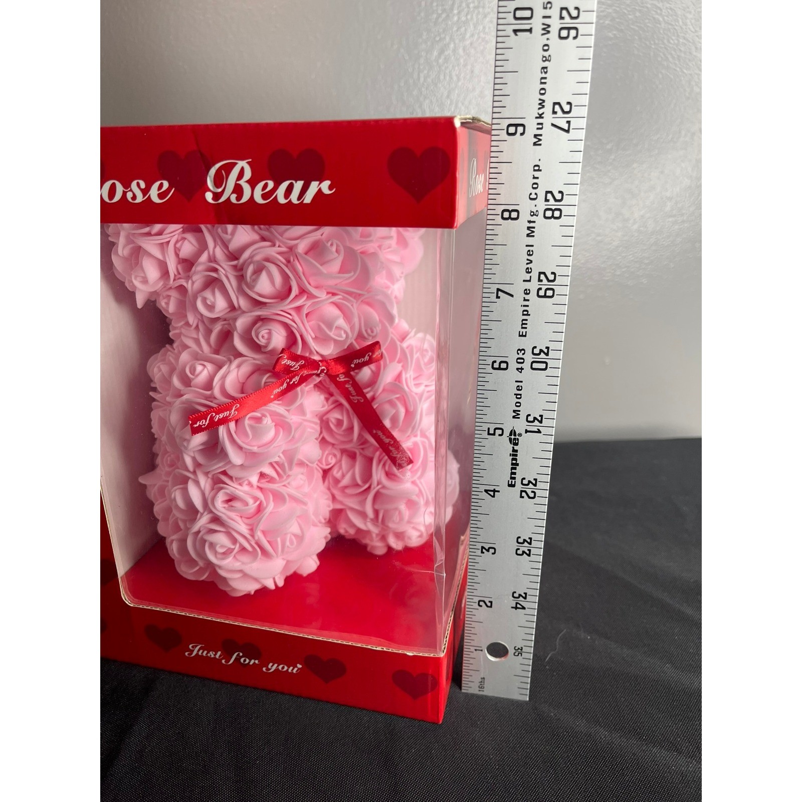 Pink Rose Bear Artificial Flower Teddy Bear in Gift Box 55775 Major Trading Inc