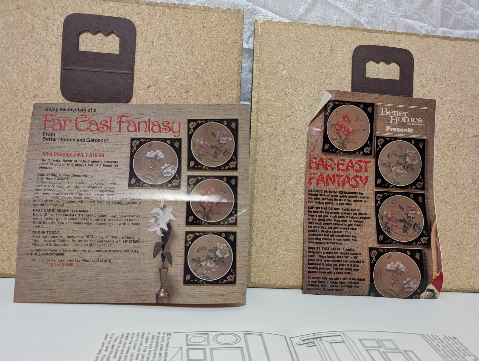 NIB Set of 4 Chinoiserie Asian Cork Wall Art Butterflies & Botanical design