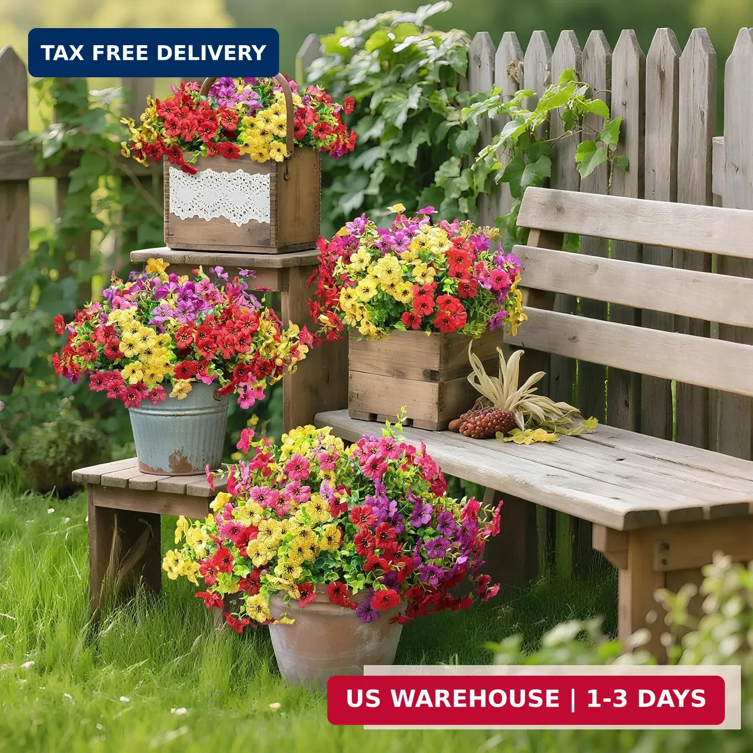 Der Rose 12 Bundles Artificial Flowers for Outdoors Fake Flowers Plants Spring S