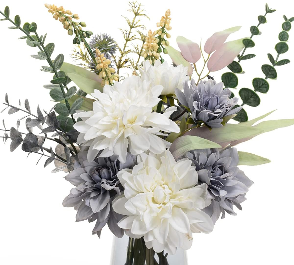 Artificial Blue Flower Arrangements in Vase for Home Decor & Centerpieces