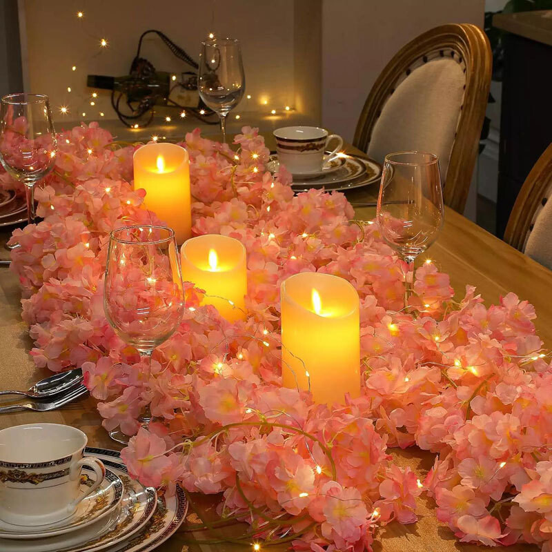 2M Cherry Blossom Light String Garland 20LED Waterproof Fairy Lights Home Decro