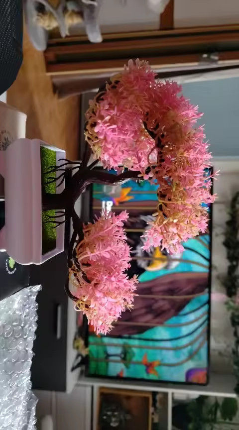 Artificial Bonsai Tree Small Potted Plant Fake Flowers Home Table Decor Gift