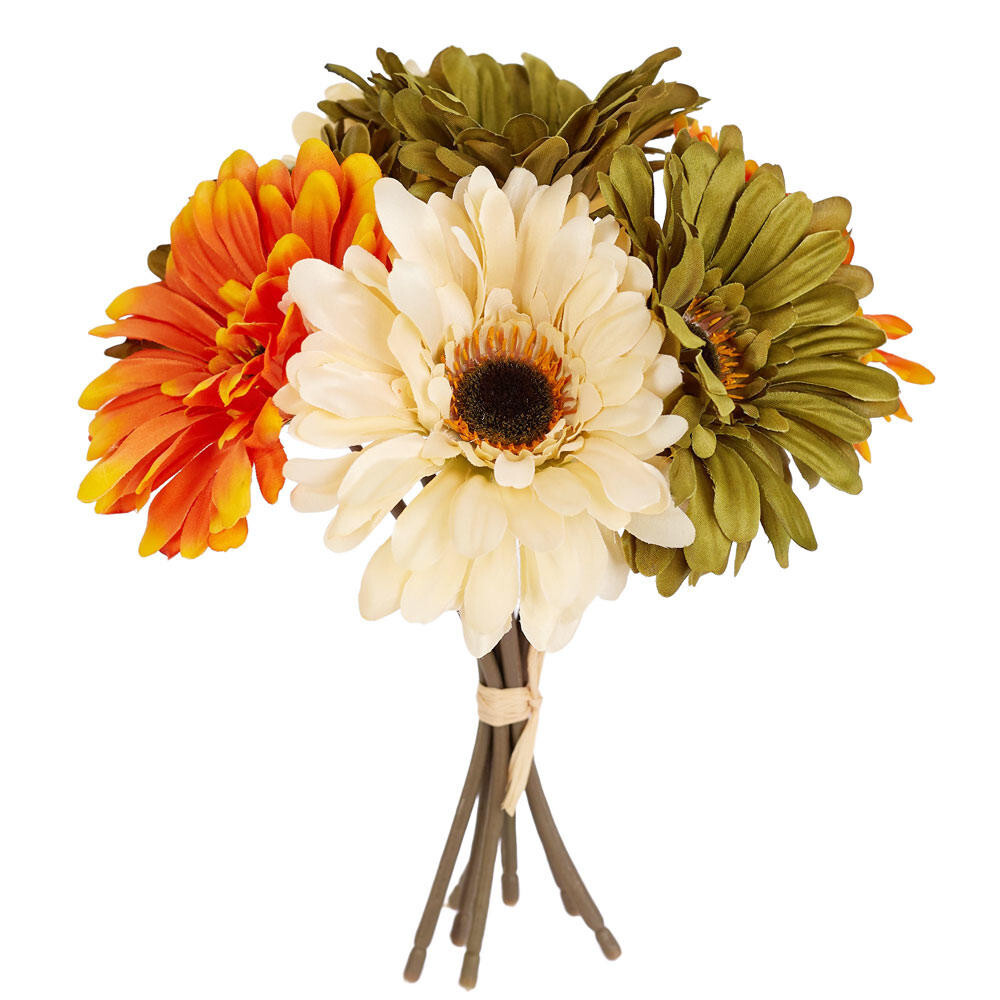 Set of 2 Artificial Silk Shades of Autumn Gerbera Daisy 9-1/4″ Bundles