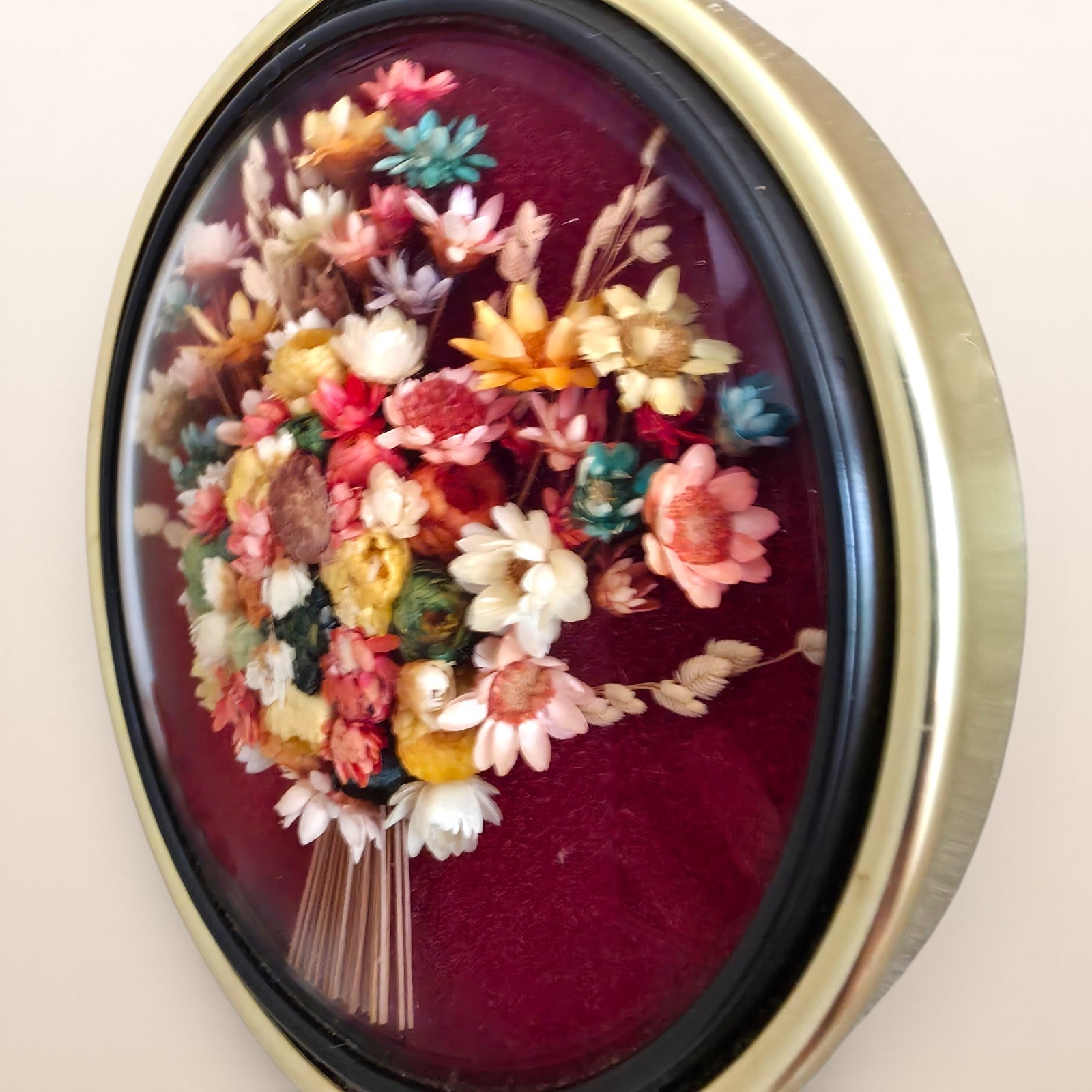 Vintage Belgium Dried Flower Wall Art Boho Cideart Framed Flower Wall Decor 4″