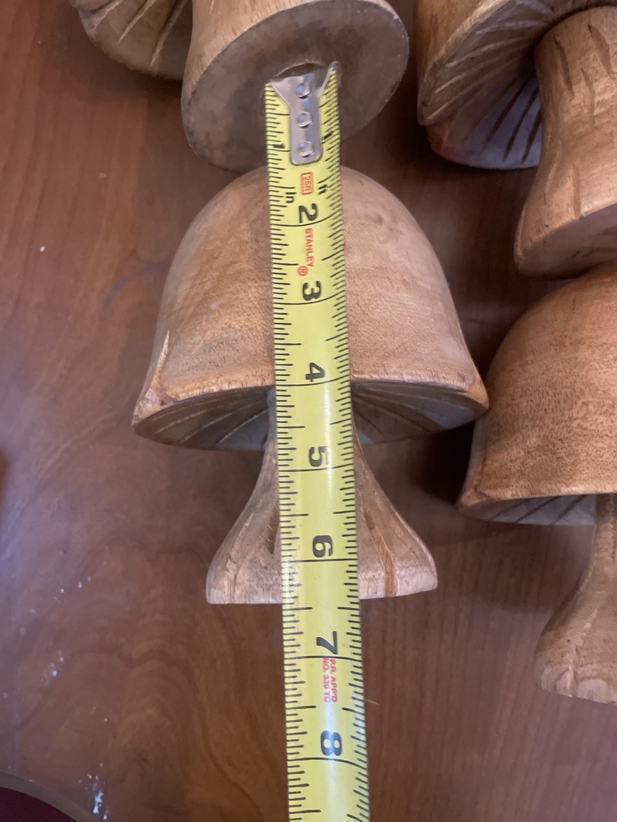 4 Hand Carved Wood Mushrooms Roughly 6x5in. 1.2 Lbs Each