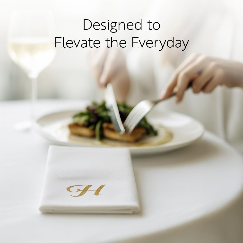Luxenap 15.8 X 7.9 Inch Linen-Feel Guest Towels, 50 Lettered Hand Towels – Gold