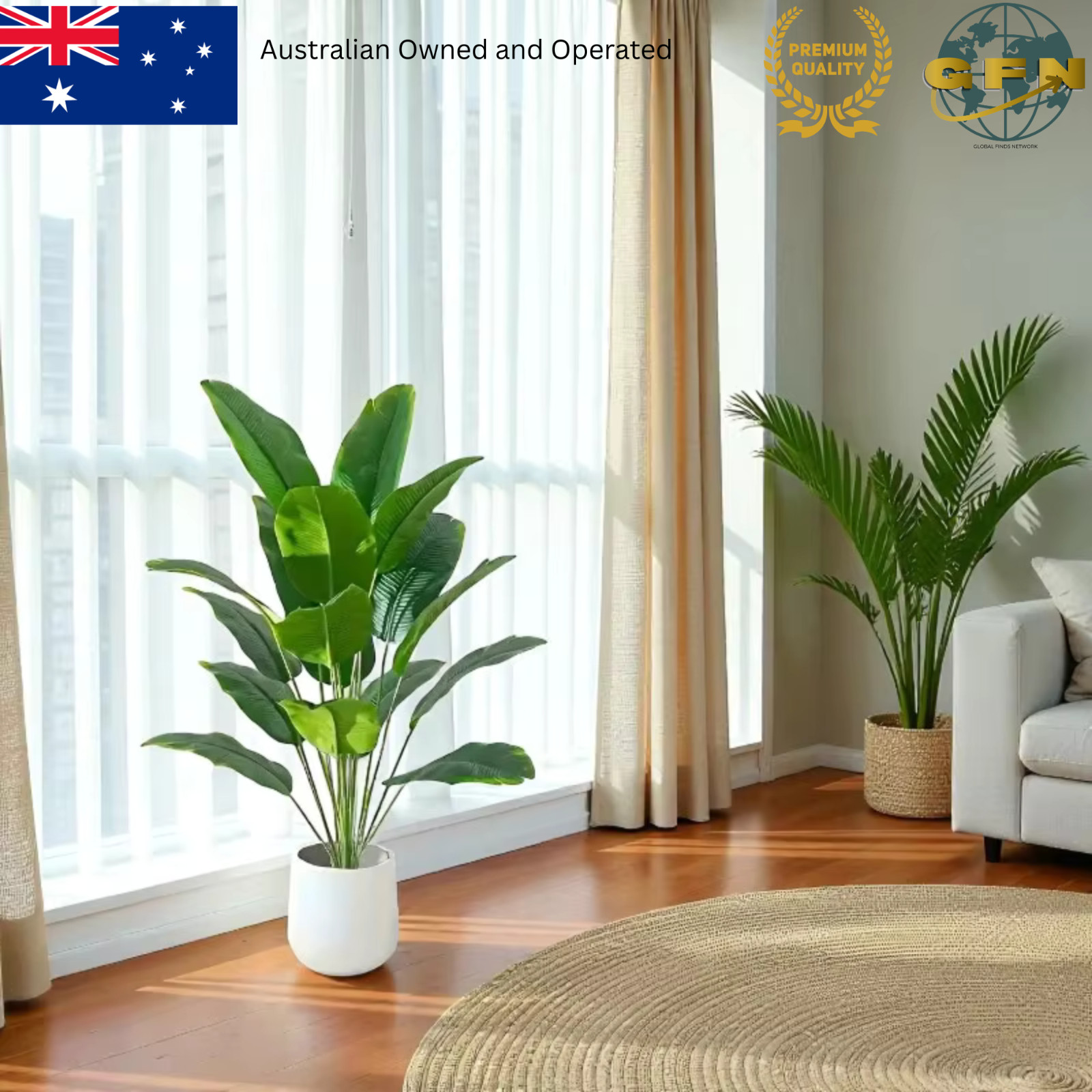 Artificial Palm Tree Plant Large Tropical Monstera Banana Leaves Faux Home Decor