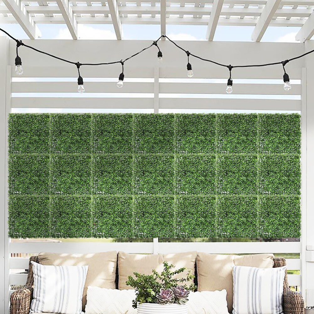 20″x20″ Artificial Faux Boxwood Leaf Greenery Fence Screen Wall Decor Panel