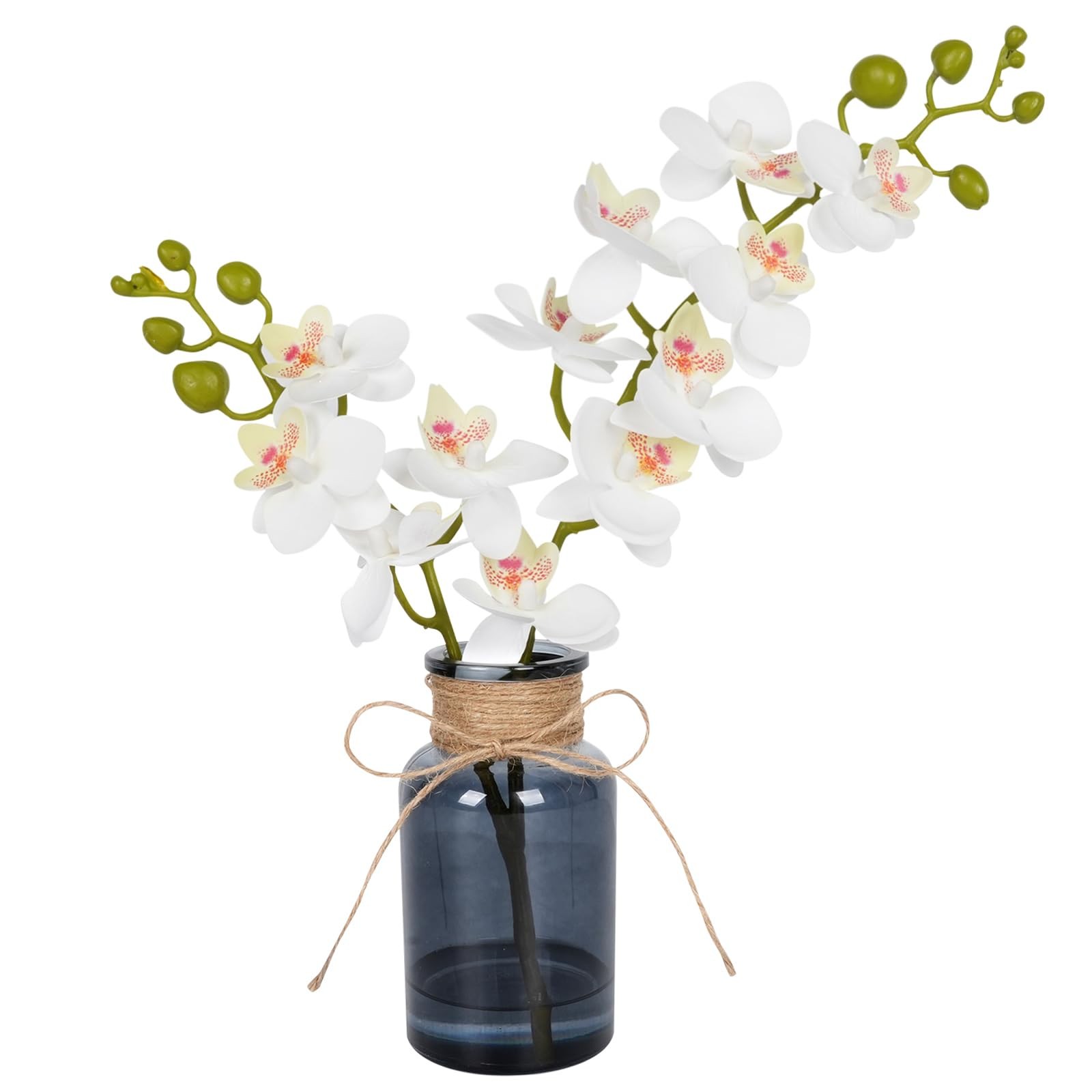 Fake Orchid in Vase with Faux Water, Fake Plants White Orchid Artificial Flow…