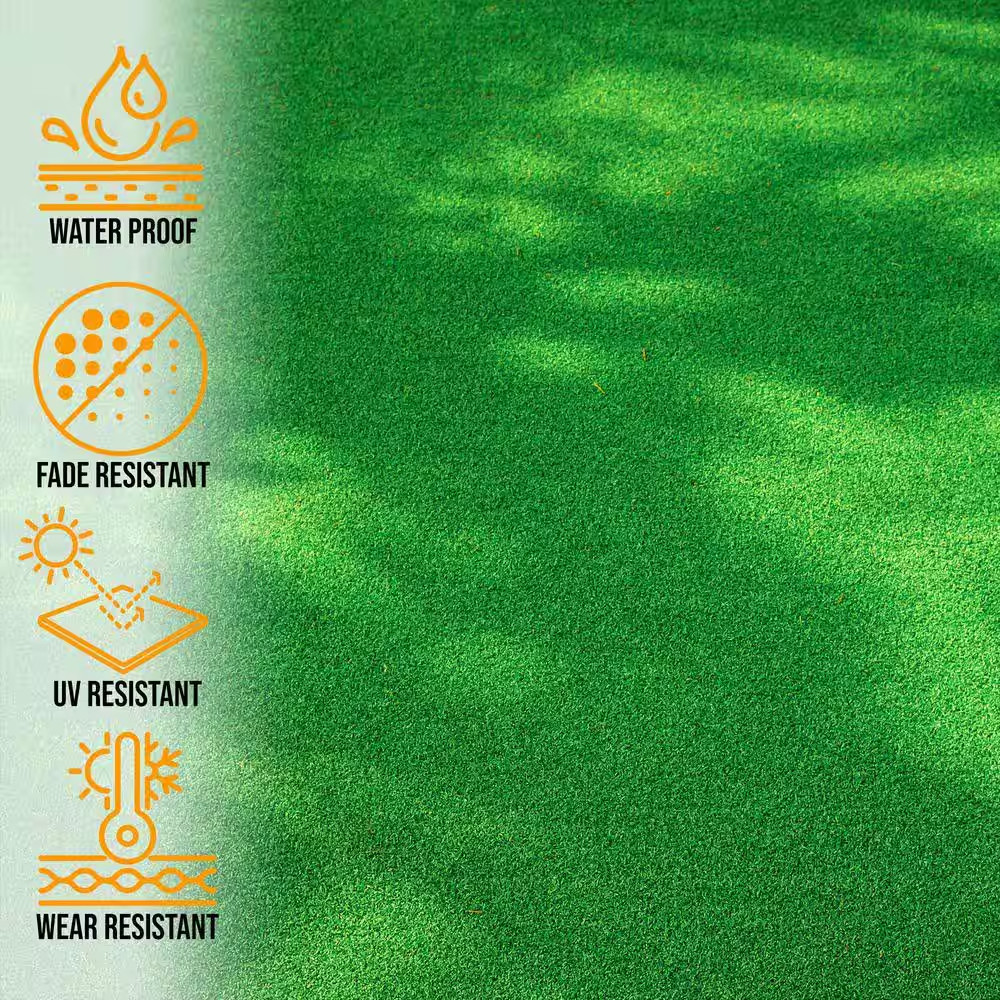 Green 3 Ft. X 30 Ft. Meadowland Collection Waterproof Solid Artificial Grass Run