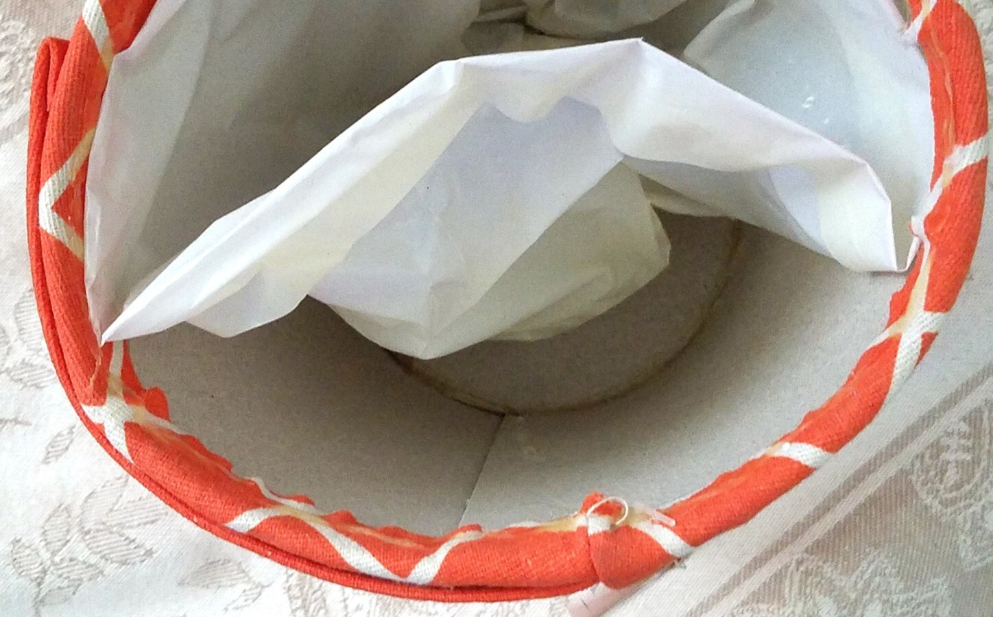 Fabric Planter Soft Flexible Lightweight Plastic Lining Orange White Buttons NWT