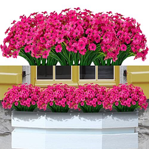 21 Bundles Artificial Flowers Outdoor UV Resistant Silk Flowers No Fade Fuchsia