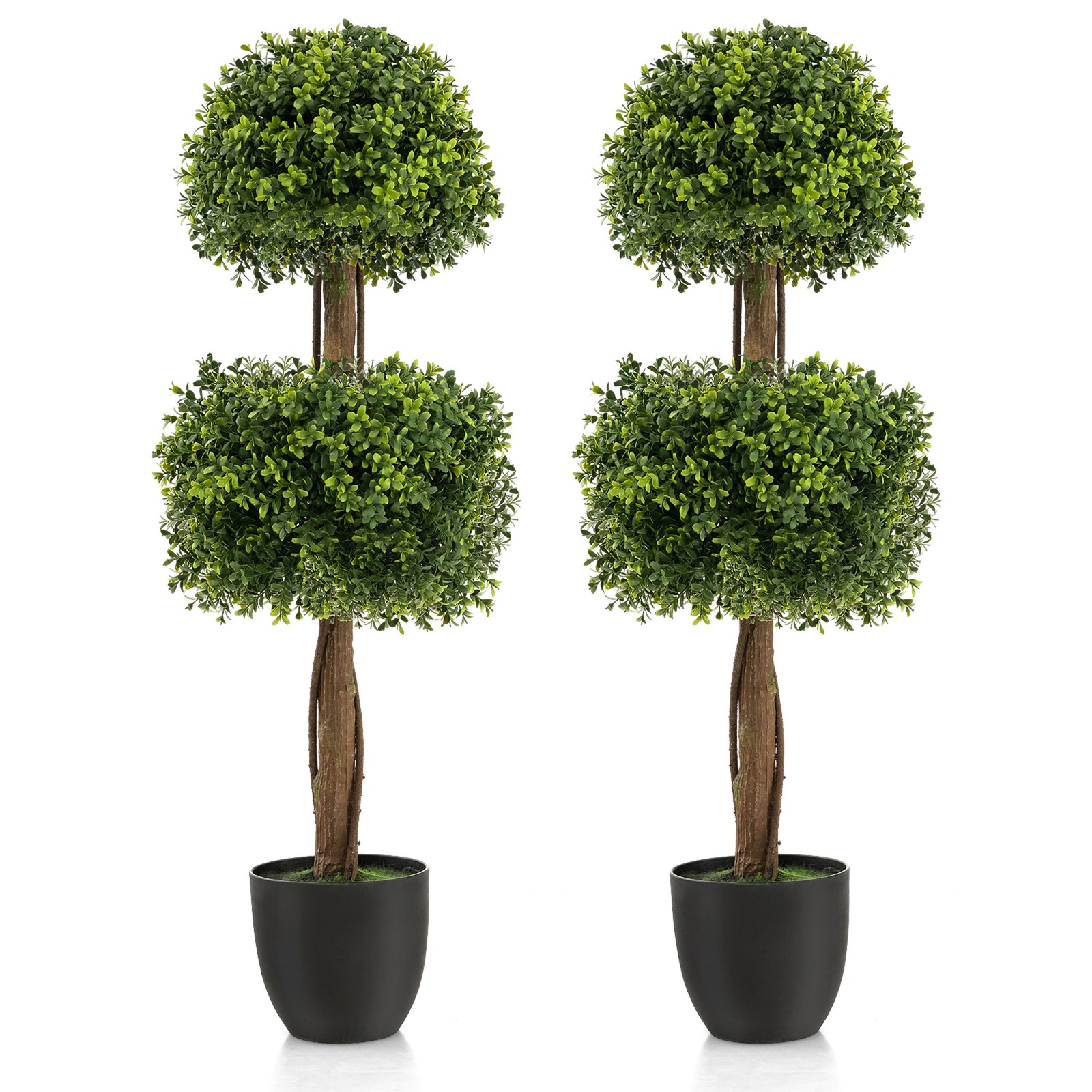 2-Pack 40″ Artificial Boxwood Topiary Ball Tree Faux Plant for Decoration