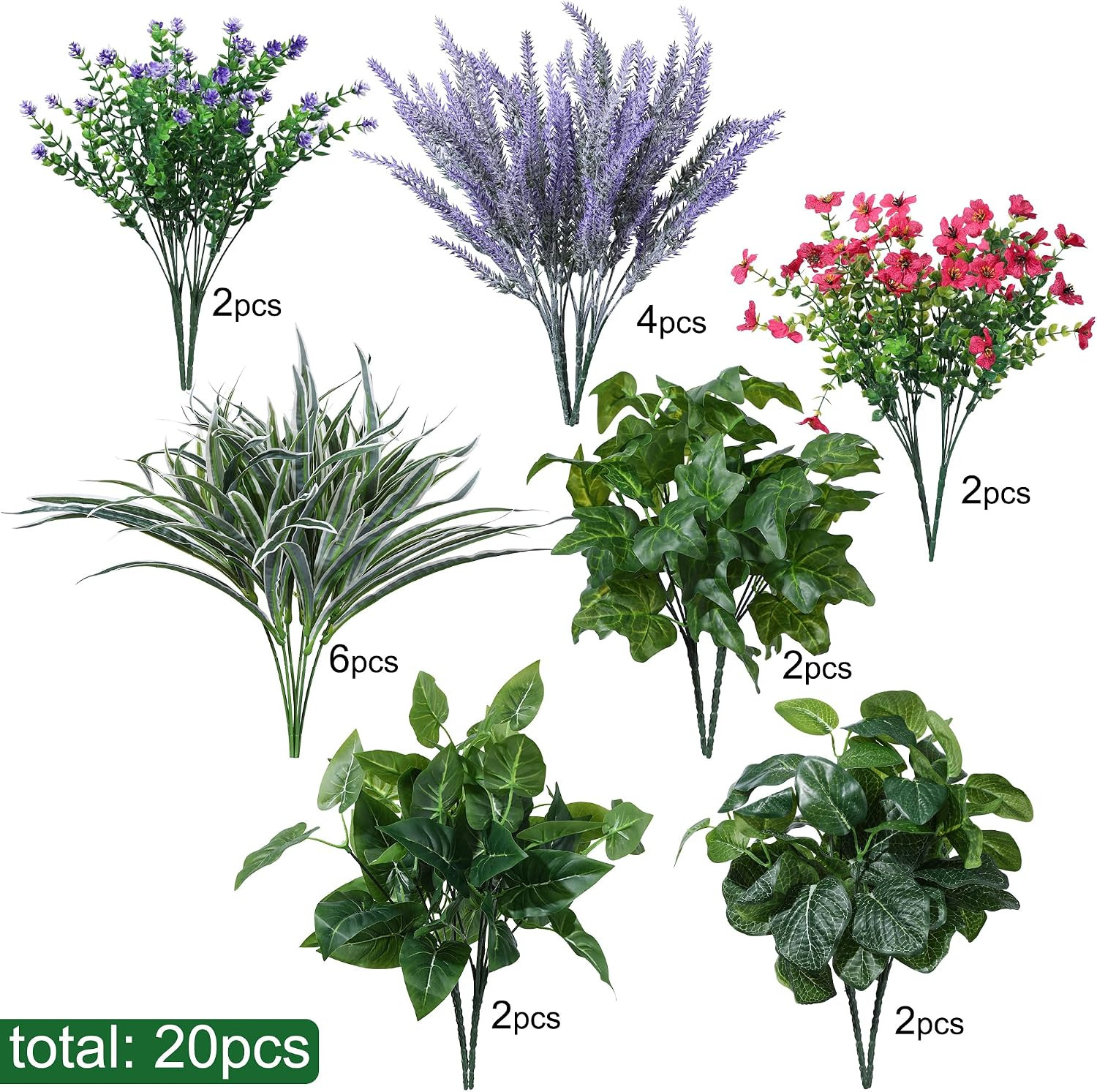 UV Resistant Faux Greenery Bunches for Outdoor Garden Decor